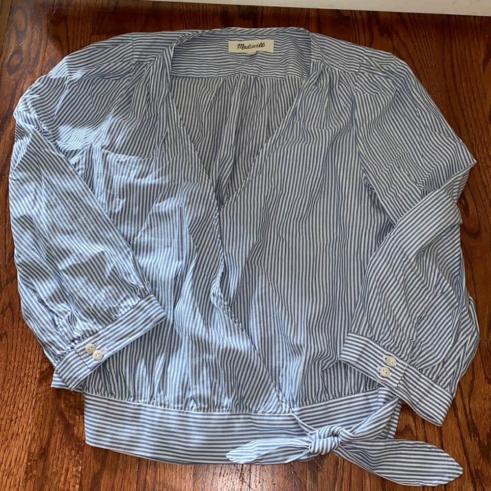 Madewell wrap top seersucker